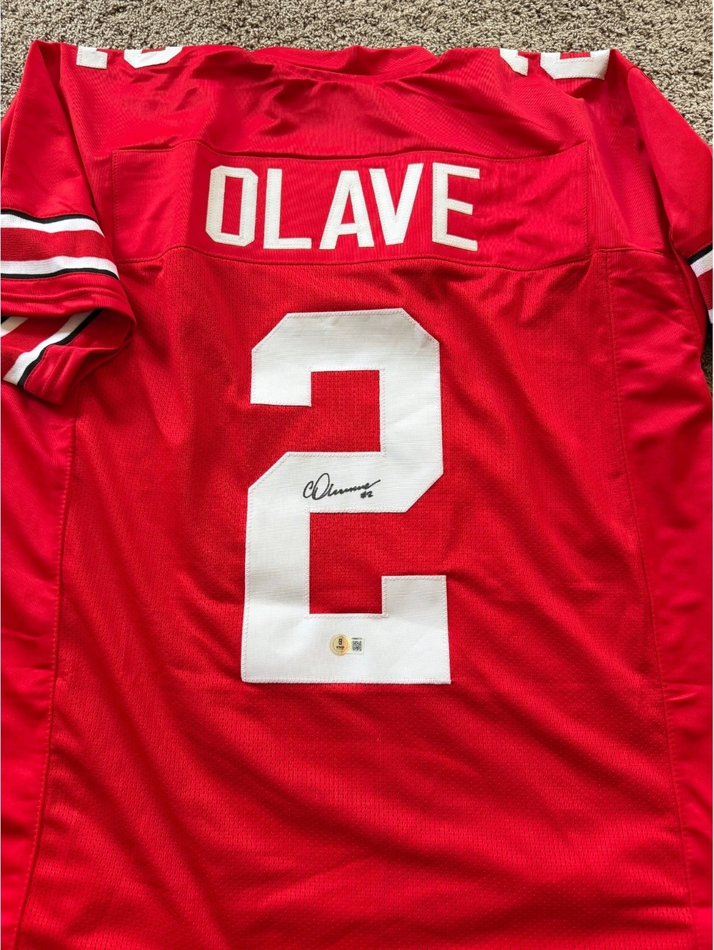 Chris Olave signed Ohio State custom jersey Beckett COA